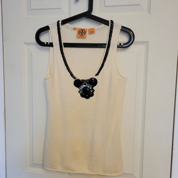 TORY BURCH CASHMERE EMBELISHED WOMENS SWEATER SIZE XS - Picture 2 of 10